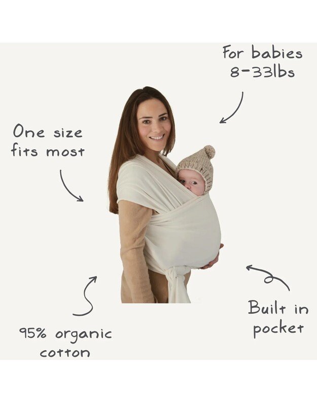 Mushie nešioklė Baby Wrap Roman Green, žalia