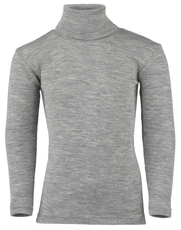 Engel ekologiškos merino vilnos ir šilko polo megztinis Light Grey Melange, pilkas