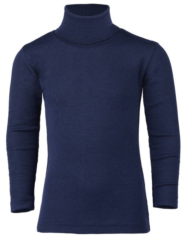 Engel ekologiškos merino vilnos ir šilko polo megztinis Navy Blue, mėlynas