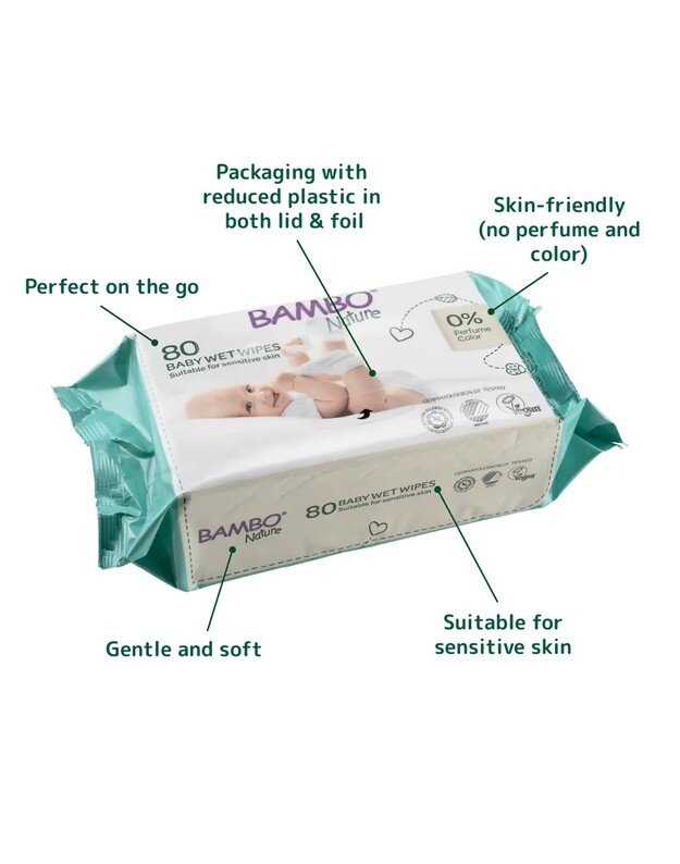 Bambo Nature wet wipes, 80 ​​pcs