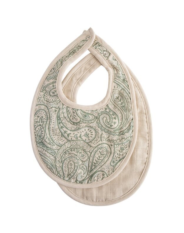 Mushie muslino seilinukai Green Paisley/Fog, 2vnt