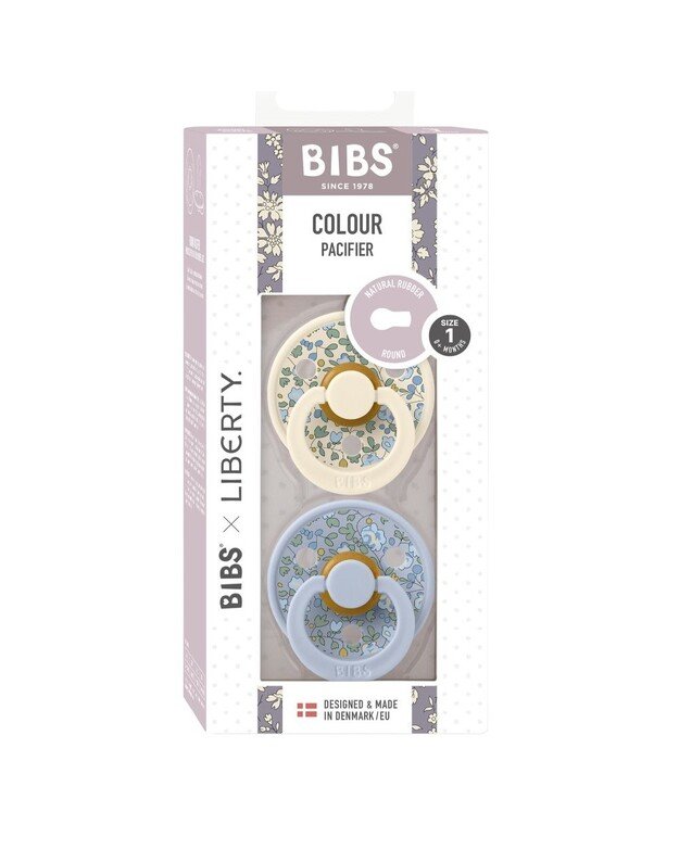 BIBS x Liberty Colour čiulptukai Eloise Dusty Blue mix, 2 vnt, įvairių dydžių