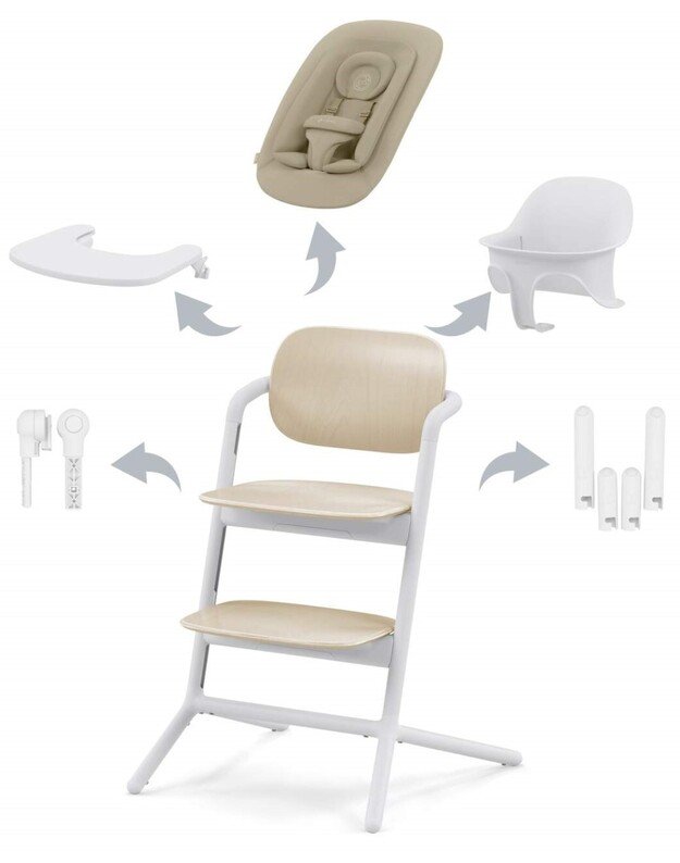 Cybex gultukas - maitinimo kėdutė Lemo 4in1 Set Sand White, smėlio spalvos-balta