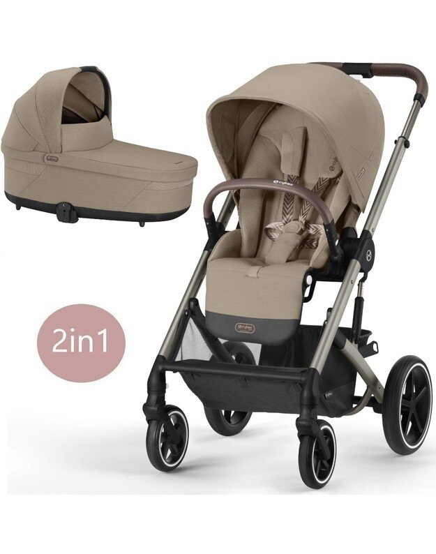 Vežimėlis Cybex Balios S LUX 2in1 taupe frame Almond Beige, smėlio spalvos