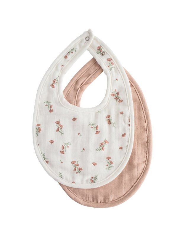 Mushie muslino seilinukai Blush/Pink Floral, 2vnt