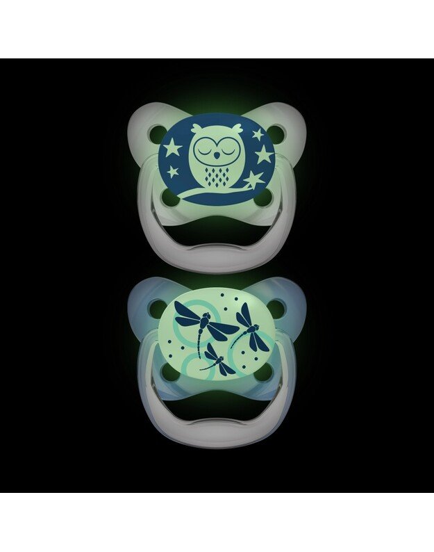 Dr Brown's night glow pacifiers PreVent Butterfly 0-6 months, 2 pcs, blue