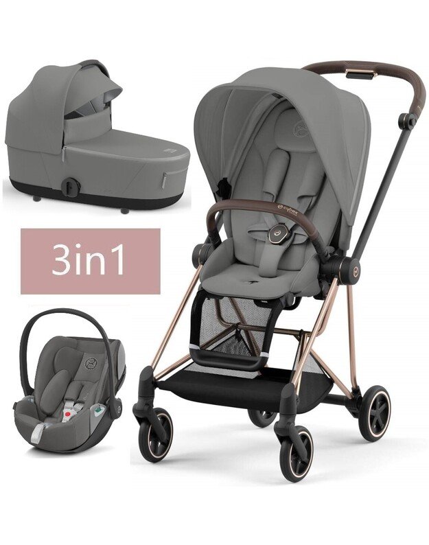 CYBEX vežimėlio komplektas 3in1 MIOS V3 Mirage & Soho Grey, pilkas