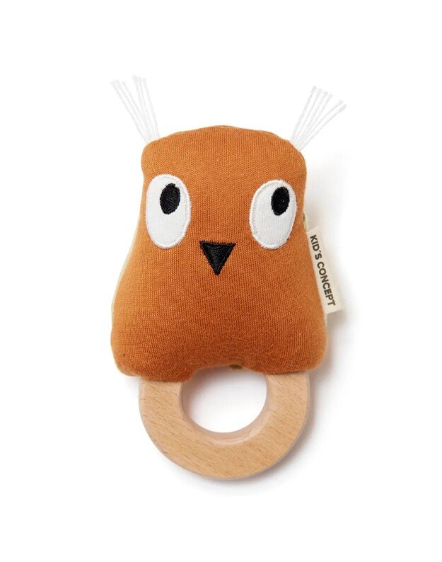 Kid's Concept barškutis - kramtukas Owl Edvin, rudas