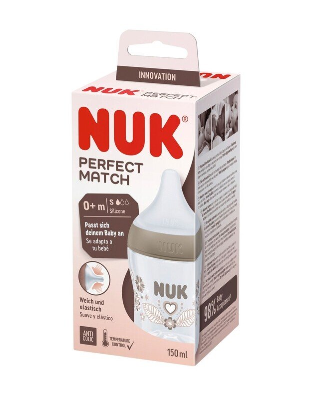 NUK maitinimo buteliukas su silikoniniu žinduku Perfect Match, 150 ml