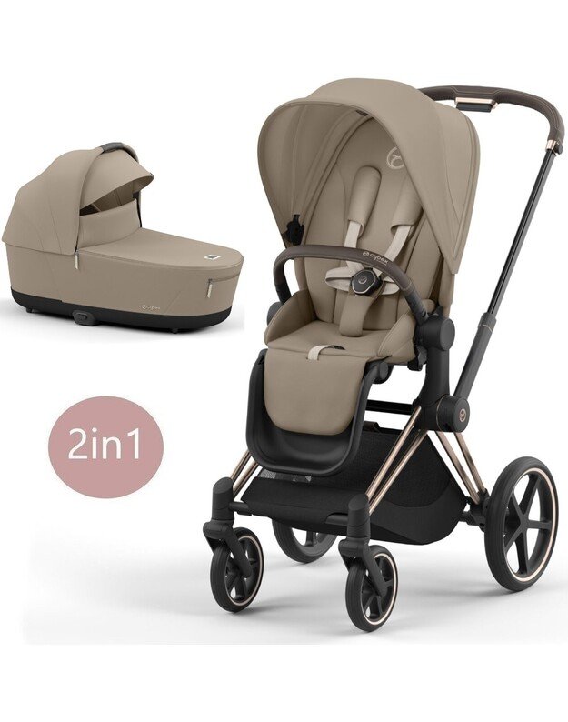 Vežimėlio CYBEX PRIAM V4 Cozy Beige komplektas 2in1, smėlio spalvos